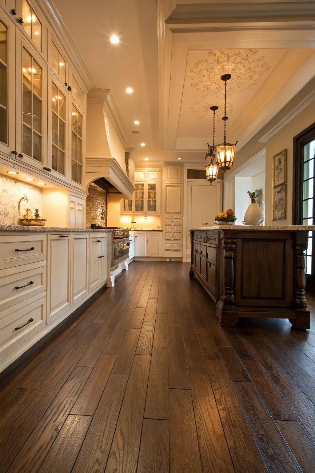 Achieve a warm, wood-like aesthetic with vinyl flooring.