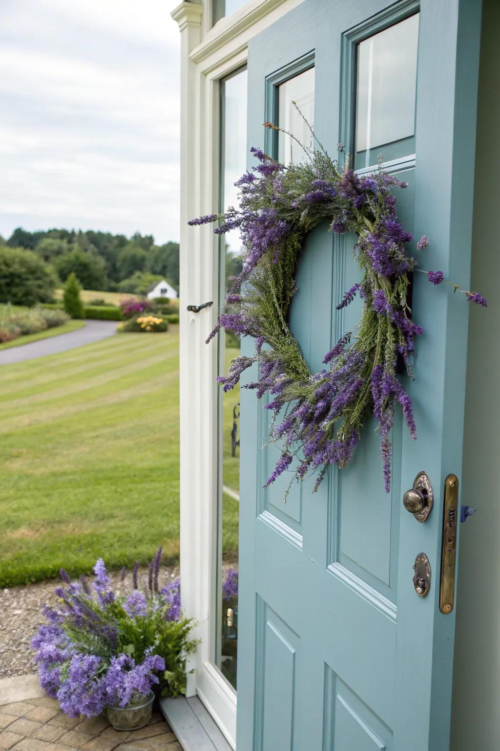 Welcome guests with a handmade lavender wreath.