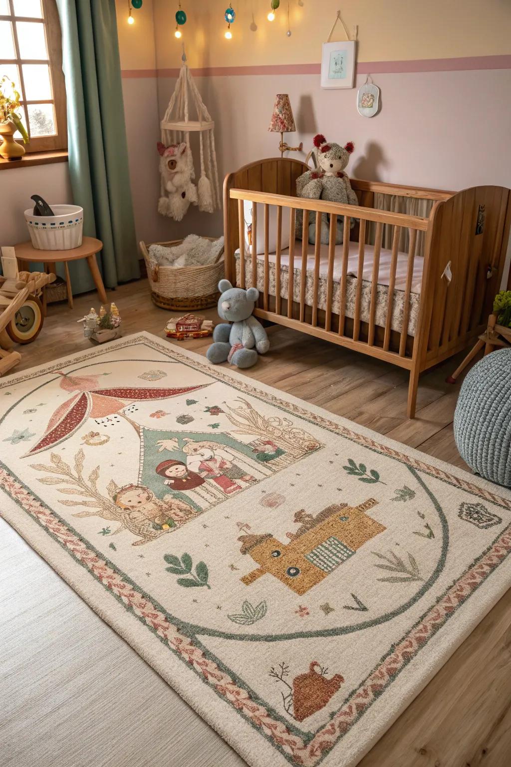 Rugs with stories add meaningful narratives to the nursery.