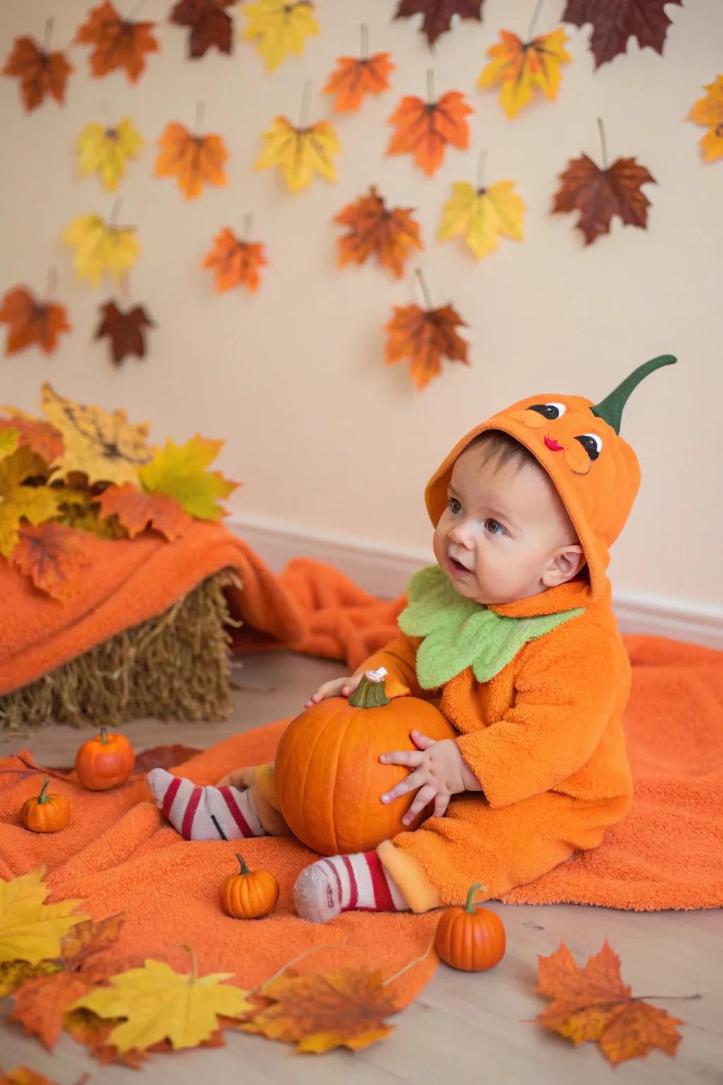 Adorable pumpkin costume for your little one's first Halloween.