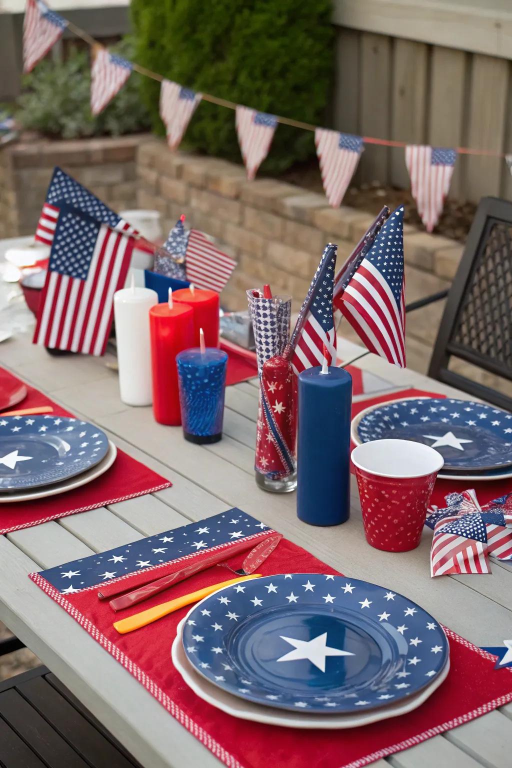 Dress your tables in patriotic colors for a festive meal.