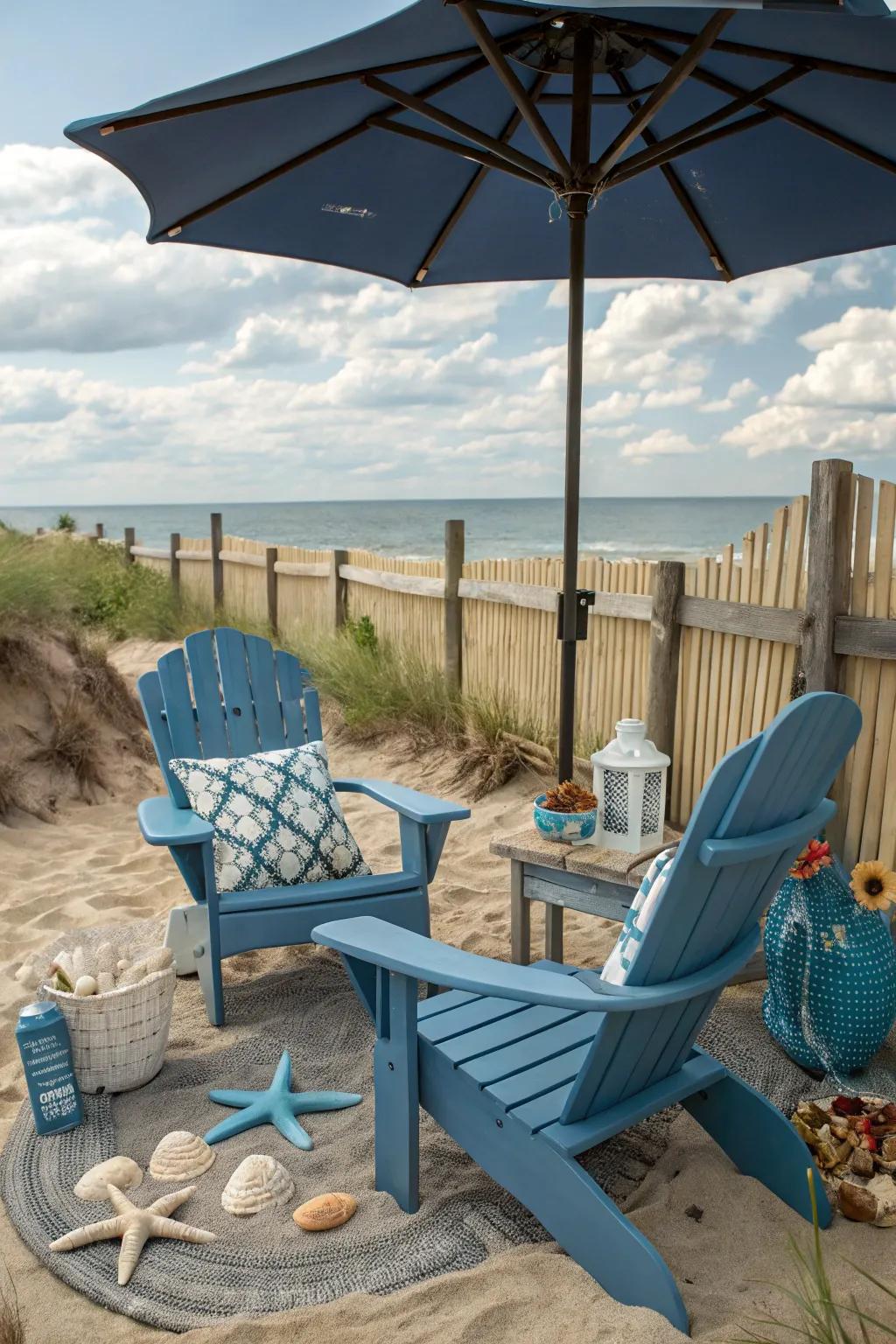 Coastal blue chairs bringing the ocean home.