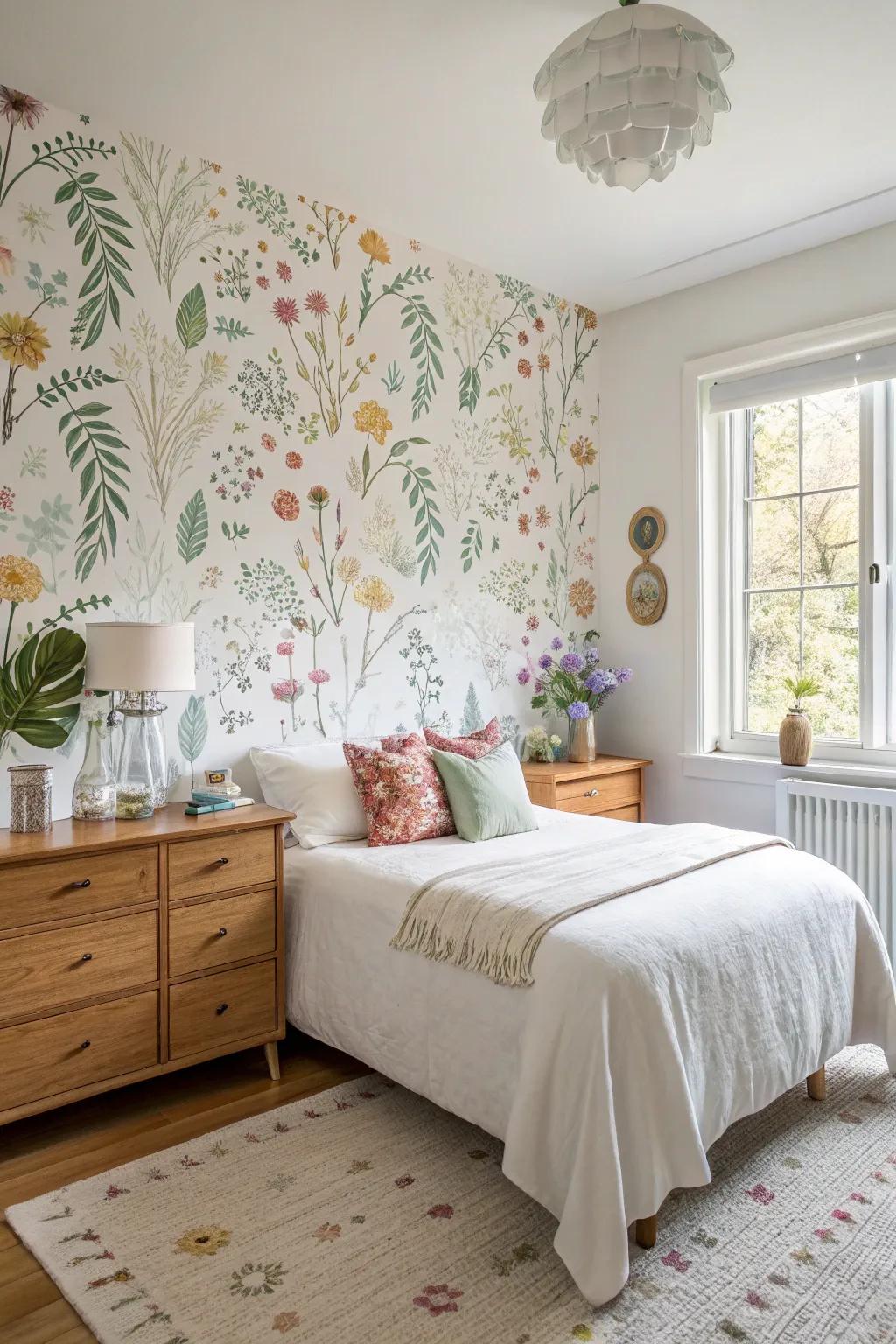 Bring the outdoors in with fresh floral and botanical wallpapers.