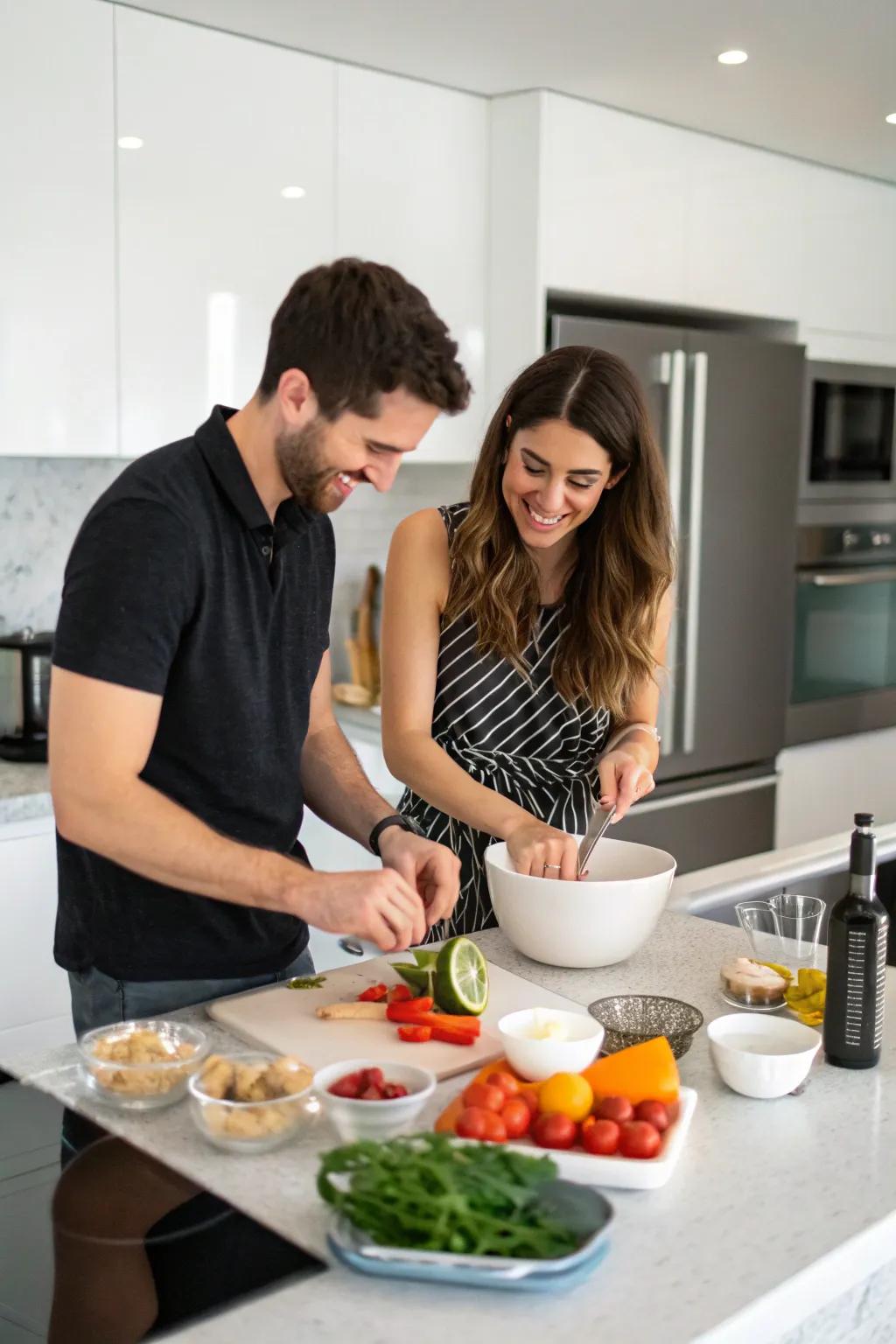Create culinary magic by trying something new in the kitchen together.