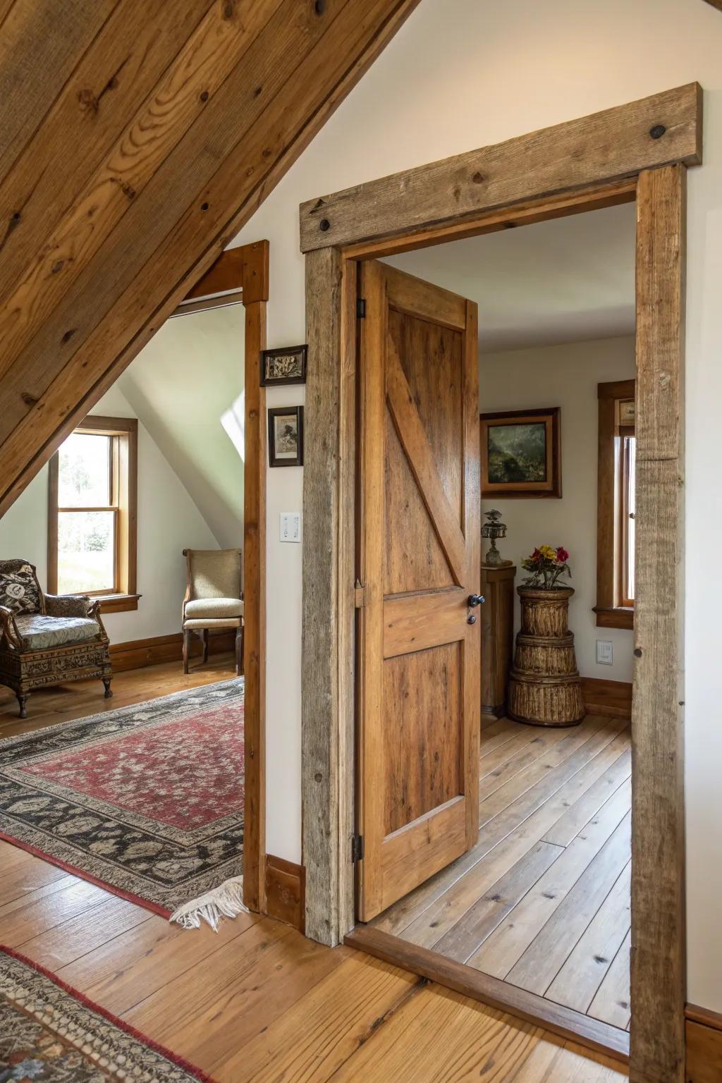 Country wood trim radiates warmth and individuality.