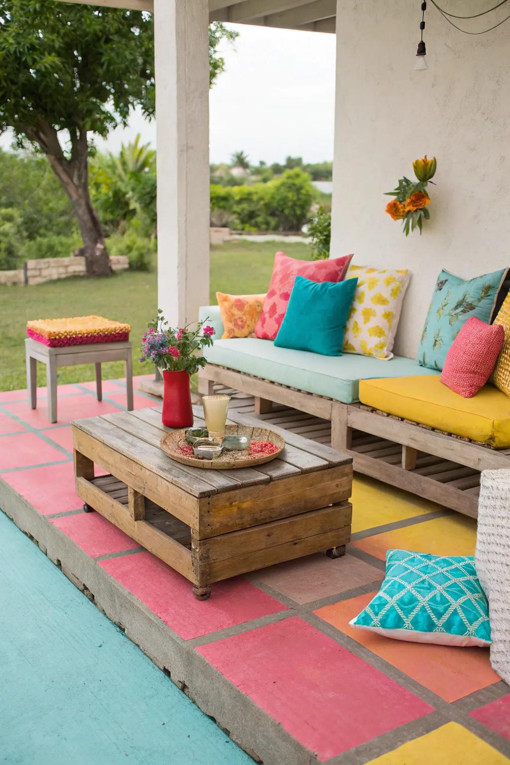 Paint injects character and vibrant energy into your cement patio.