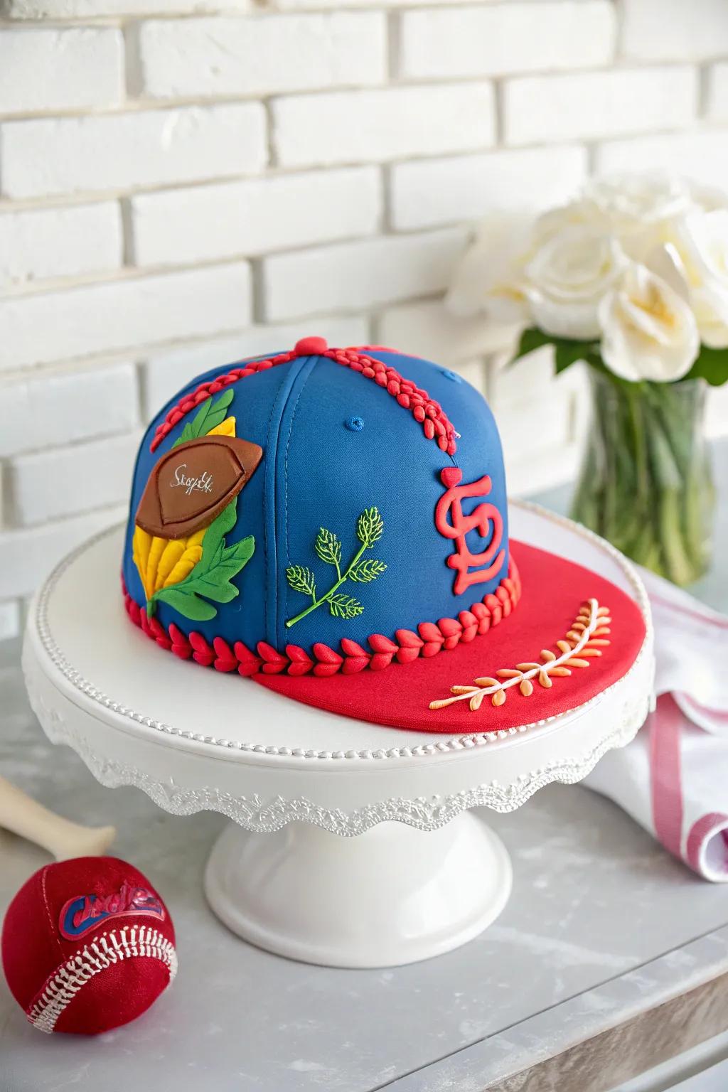 A remarkable baseball cap cake bound to be a crowd-pleaser.