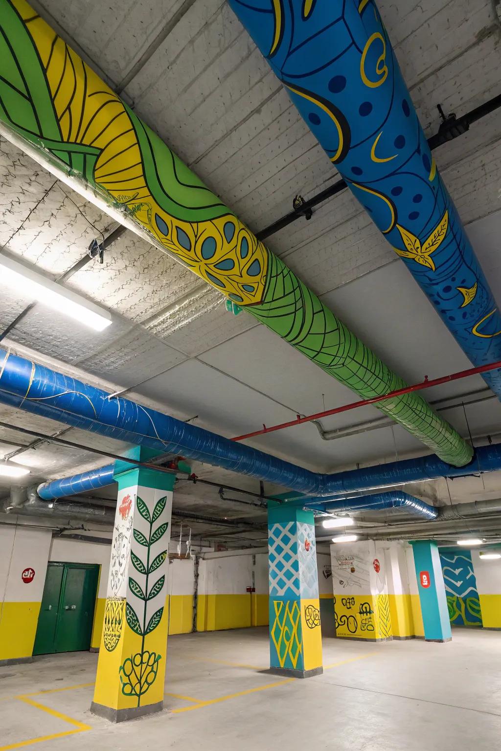 Transform ductwork into a statement piece with clever use of paint.