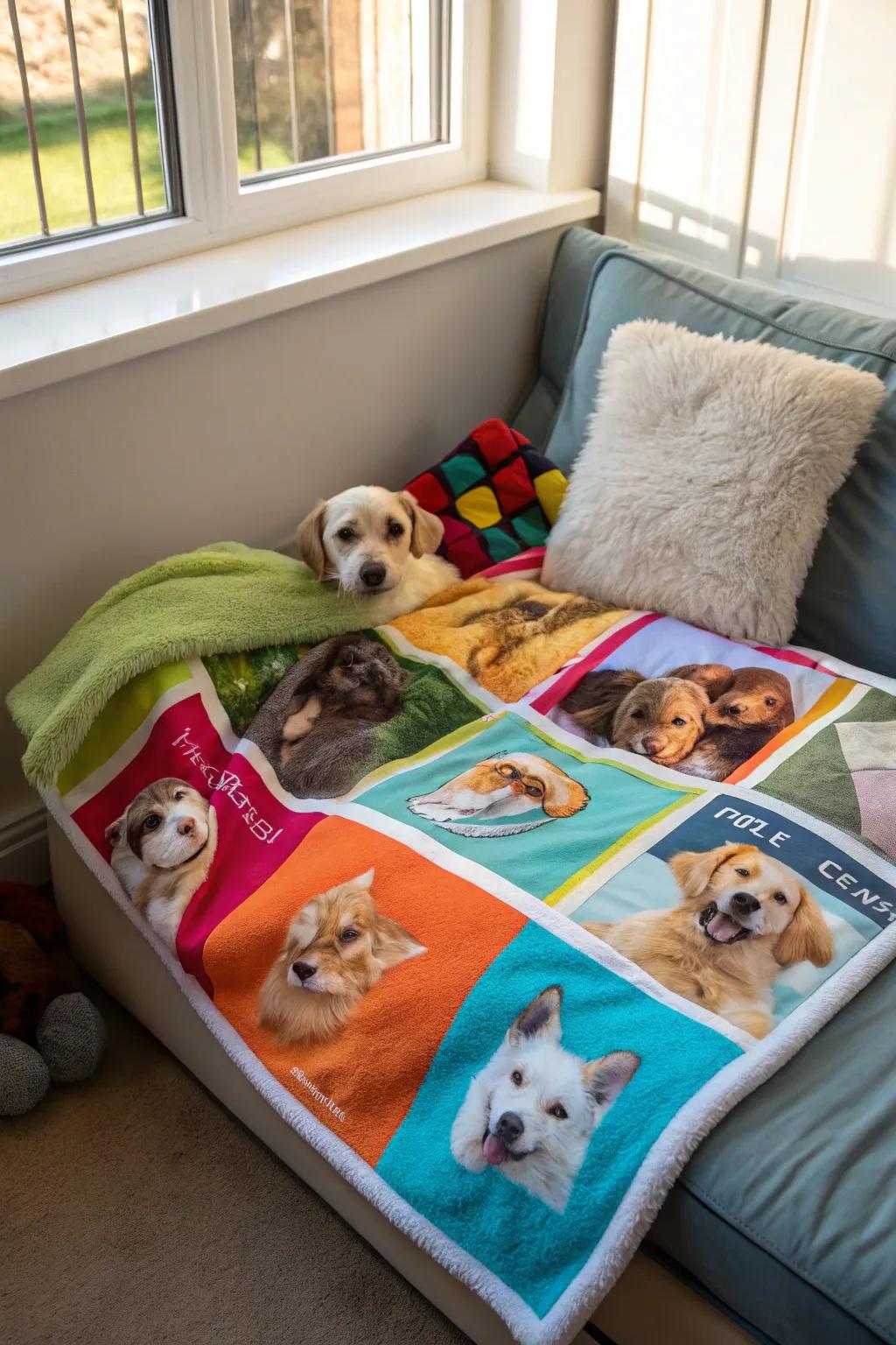 A pet lover's blanket, ideal for snuggling with your furry friend.