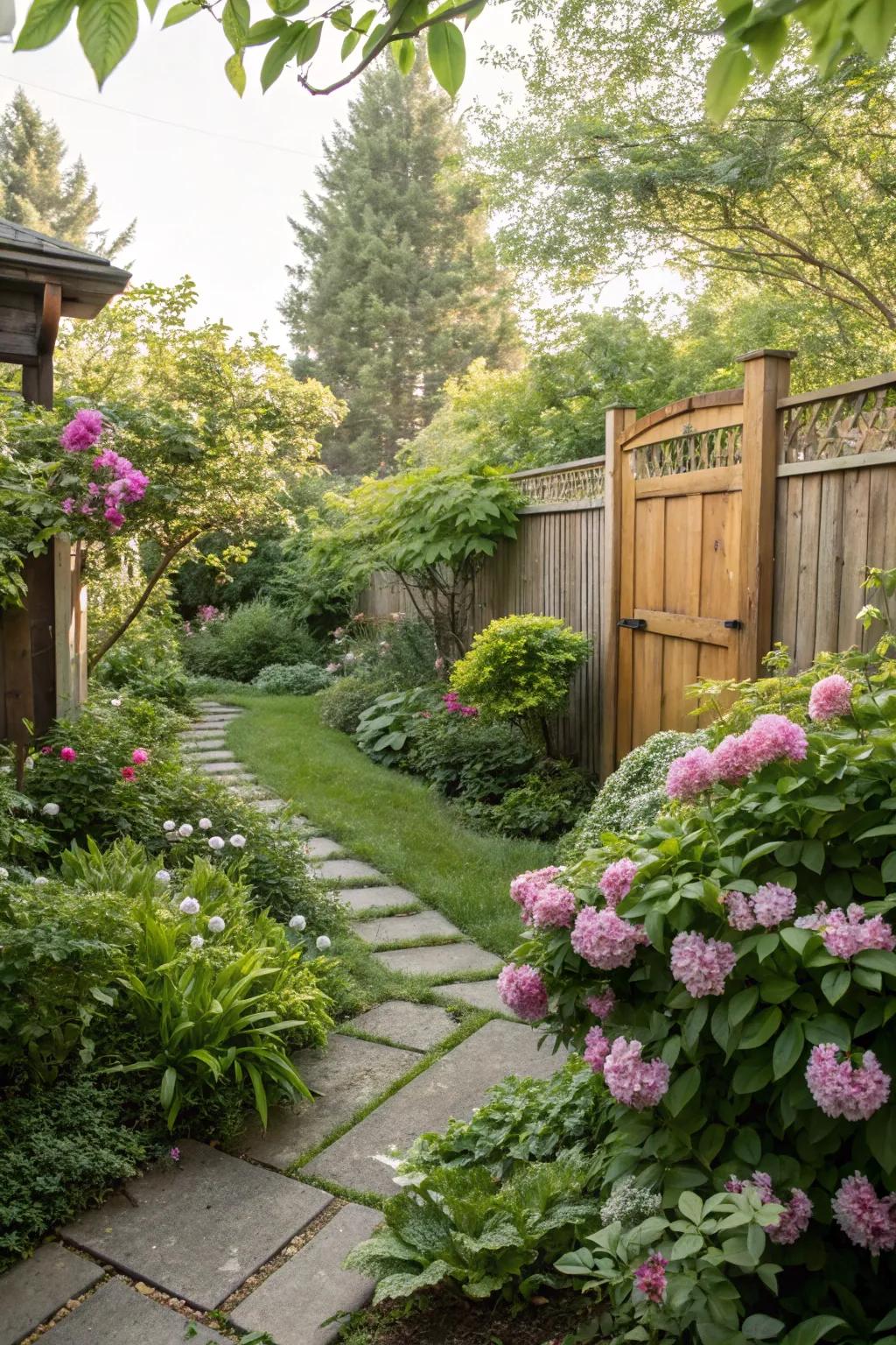 Lush landscaping brings color and tranquility to your backyard.