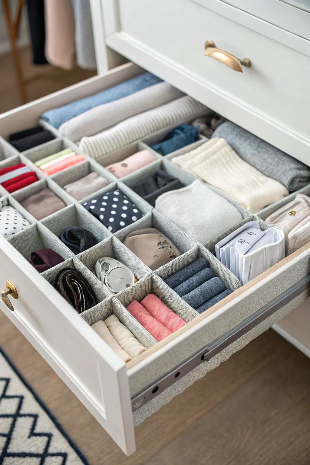 Keep drawers tidy with smart organizers for small items.