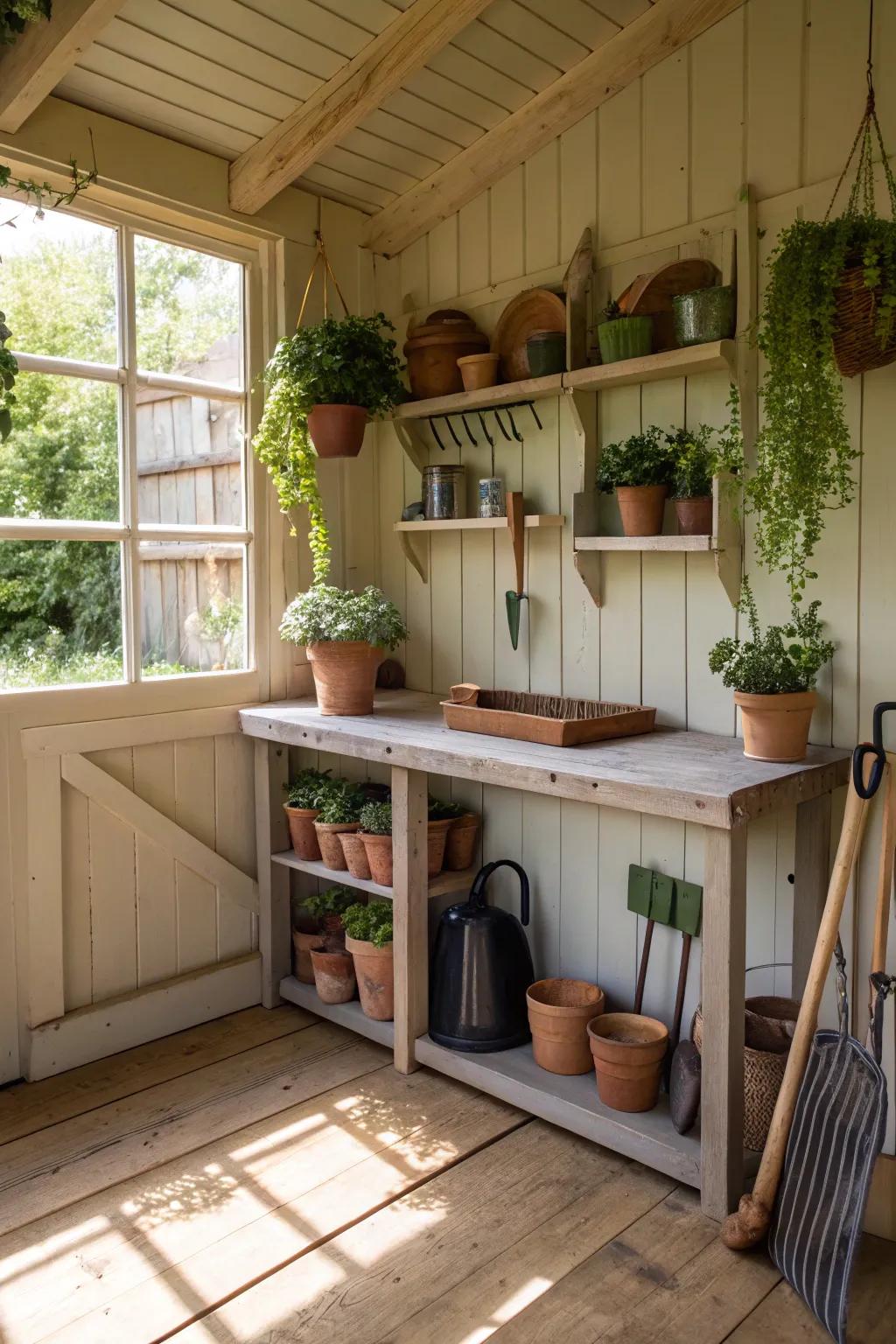 A gardener's paradise with all essentials at hand.