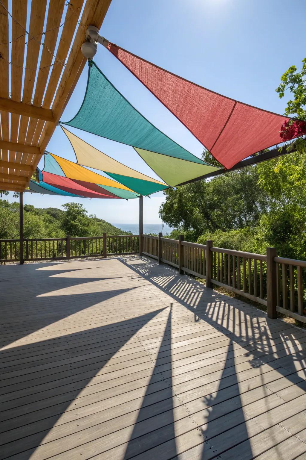 Shade sails add a vibrant and modern touch to outdoor spaces.