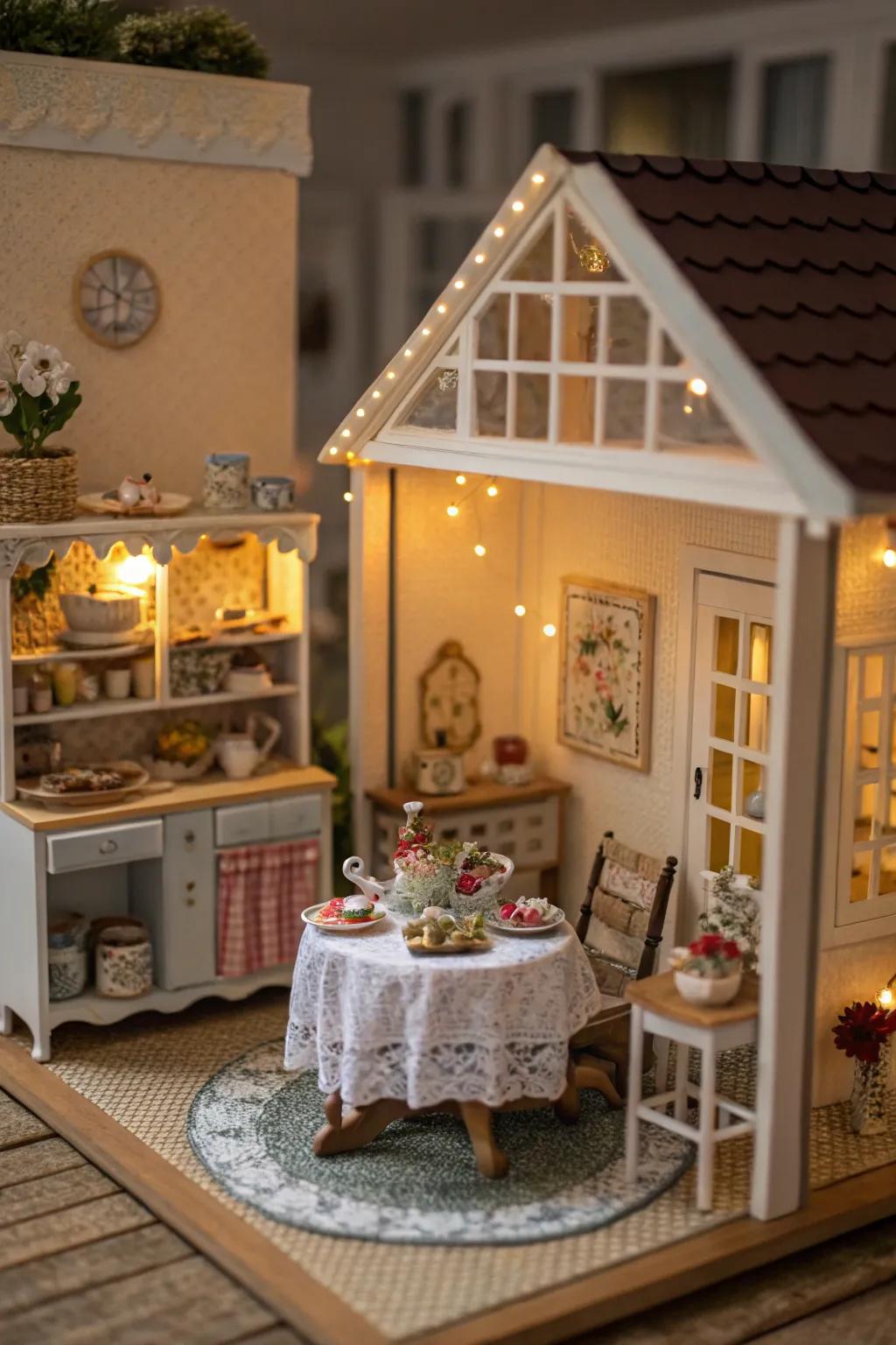 Intricate miniature furniture brings charm to any dollhouse.