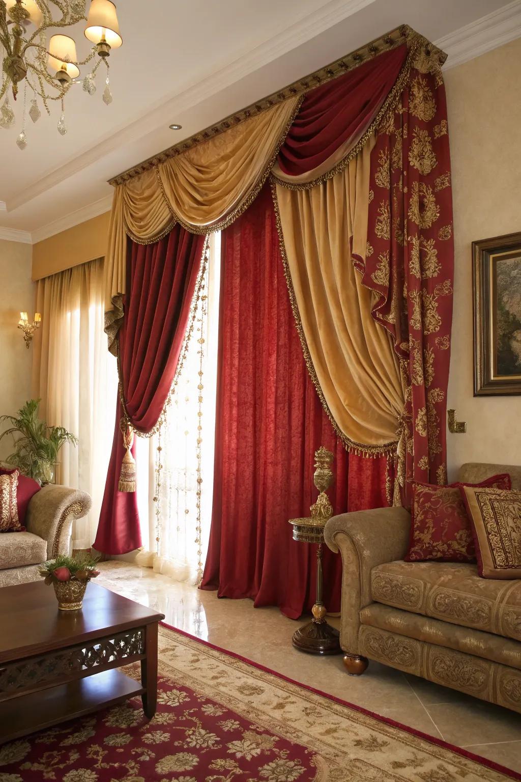 Luxurious textiles in rich colors bring warmth and elegance.