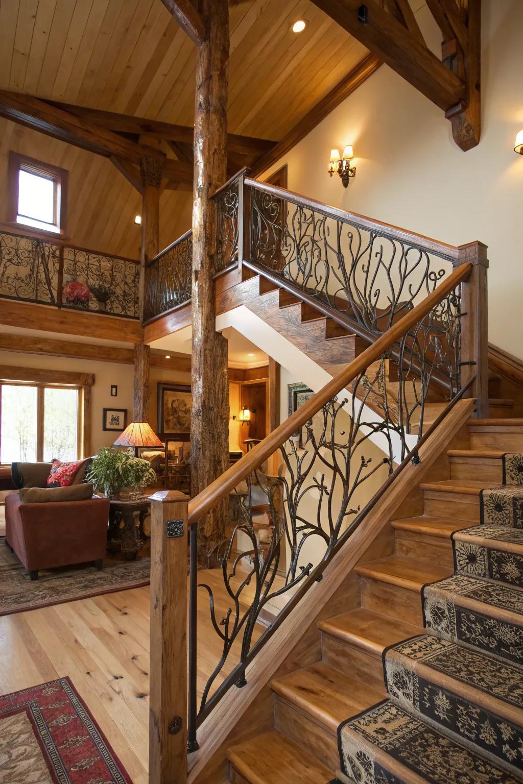 Nature-inspired railings bring the outdoors in.