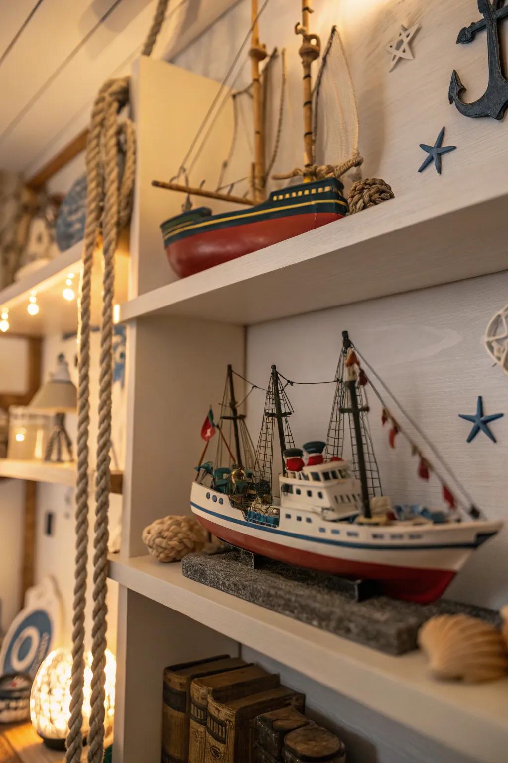 Model boats add a touch of nautical charm to your decor.