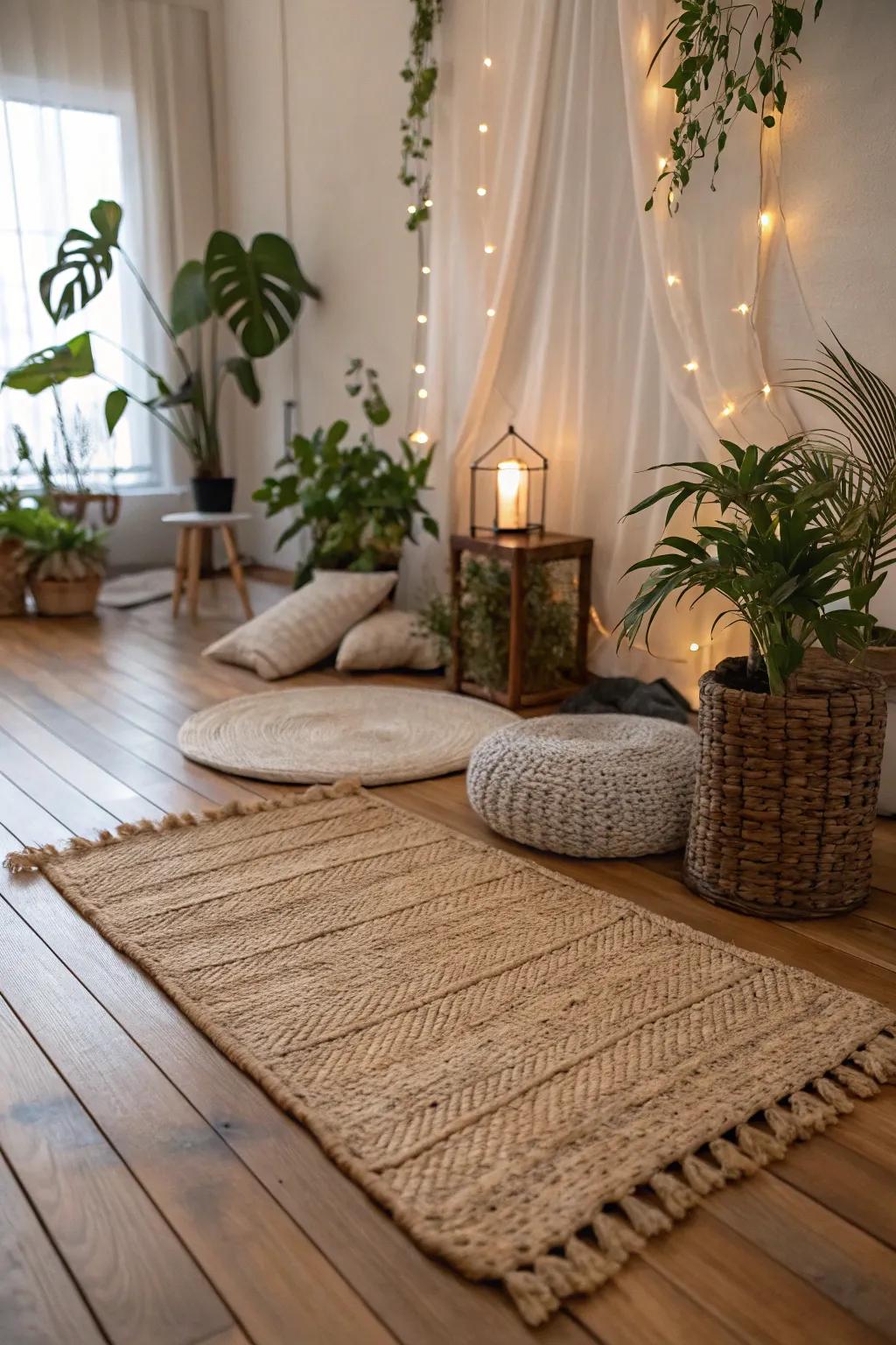 Floor coverings made from natural materials bring warmth and texture to any area, creating a grounded, earthy feel.