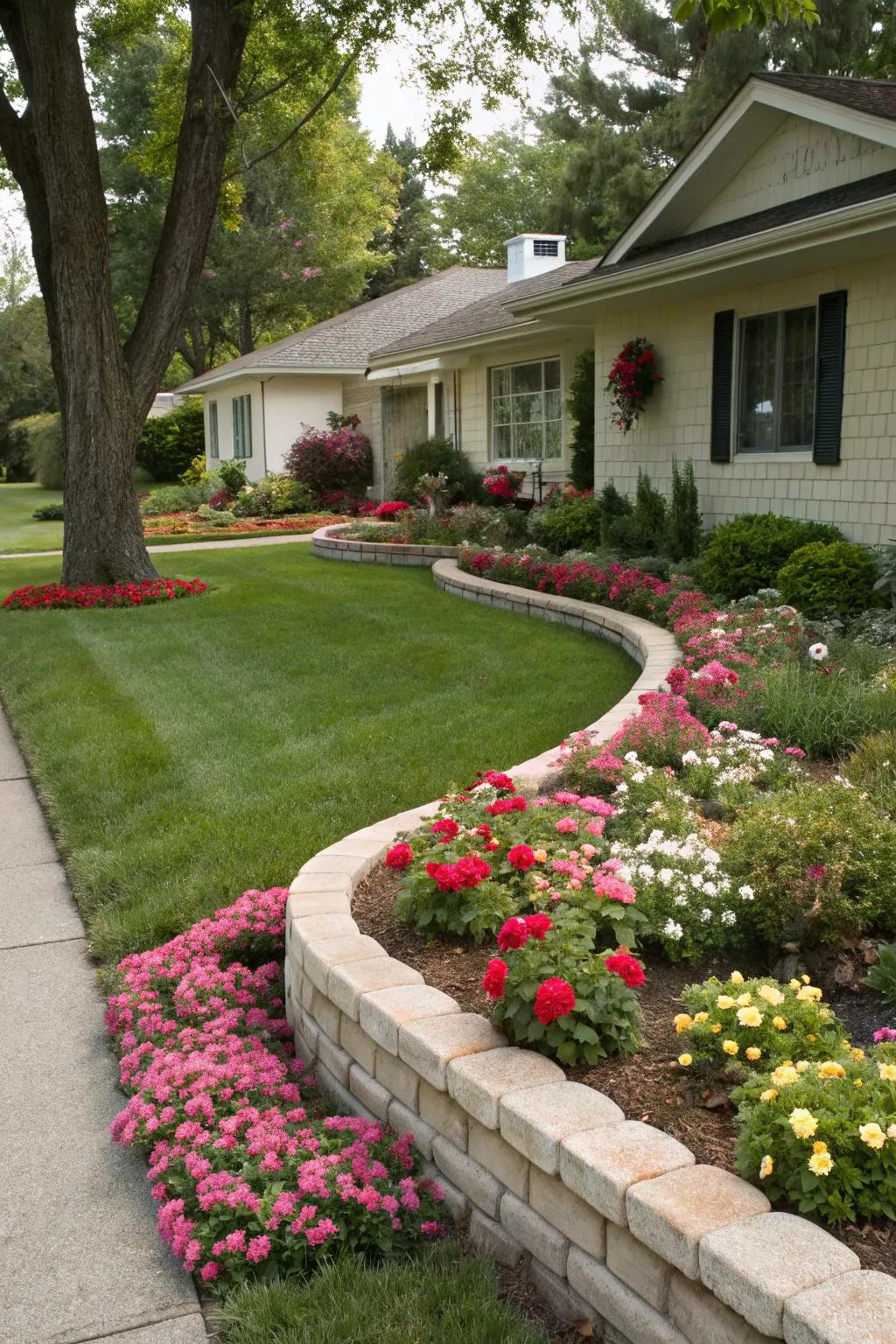 Defined borders give structure and highlight the flower beds beautifully.