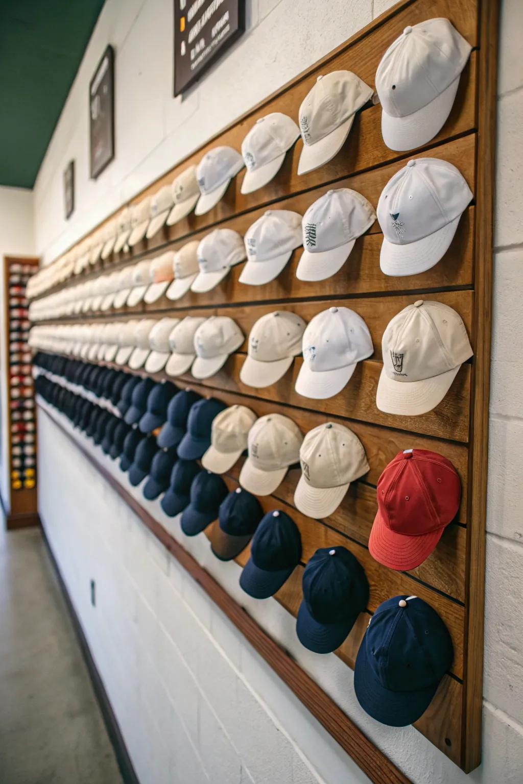 Keep your caps organized with a display board.