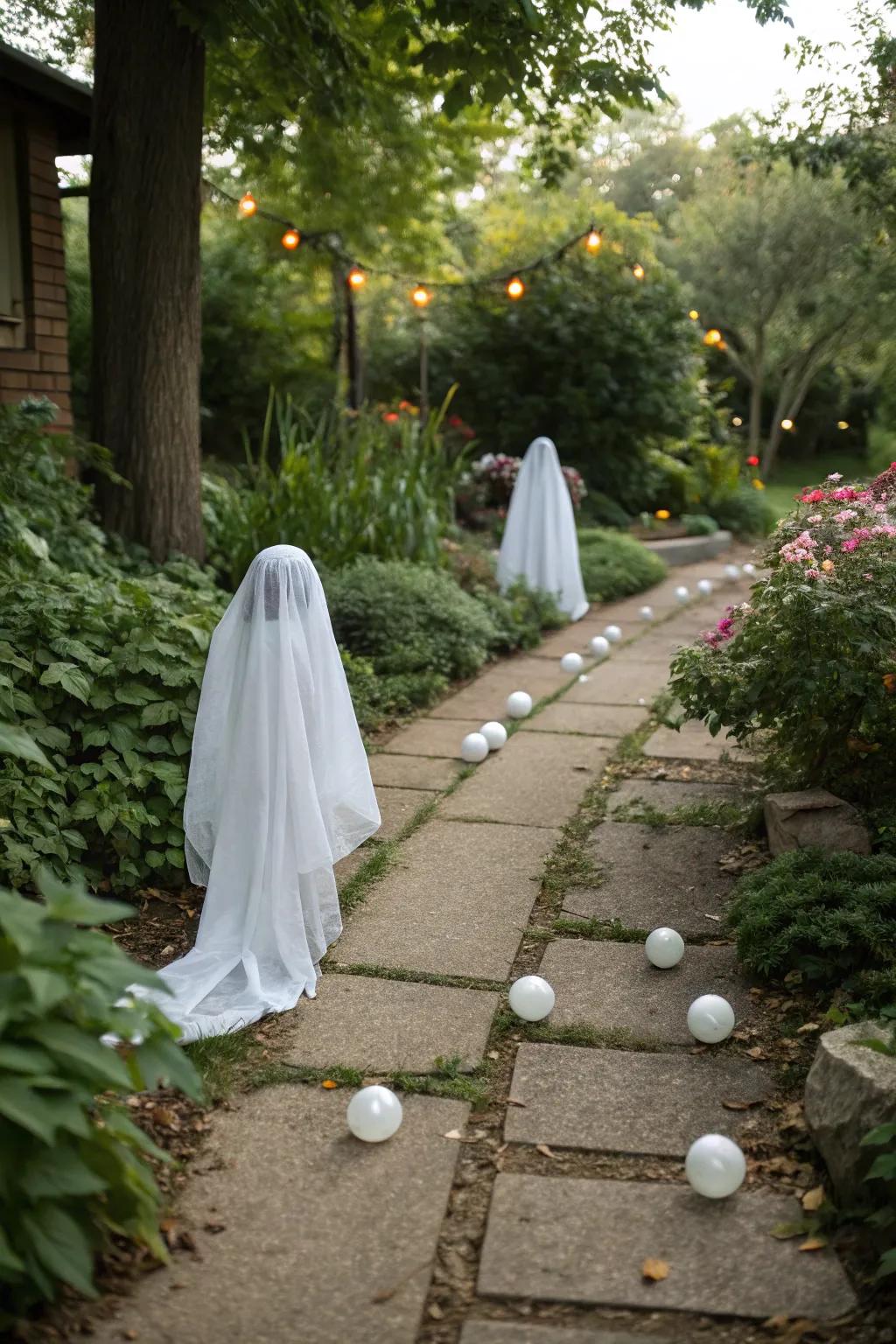 Guide your guests with a path of ghostly figures.