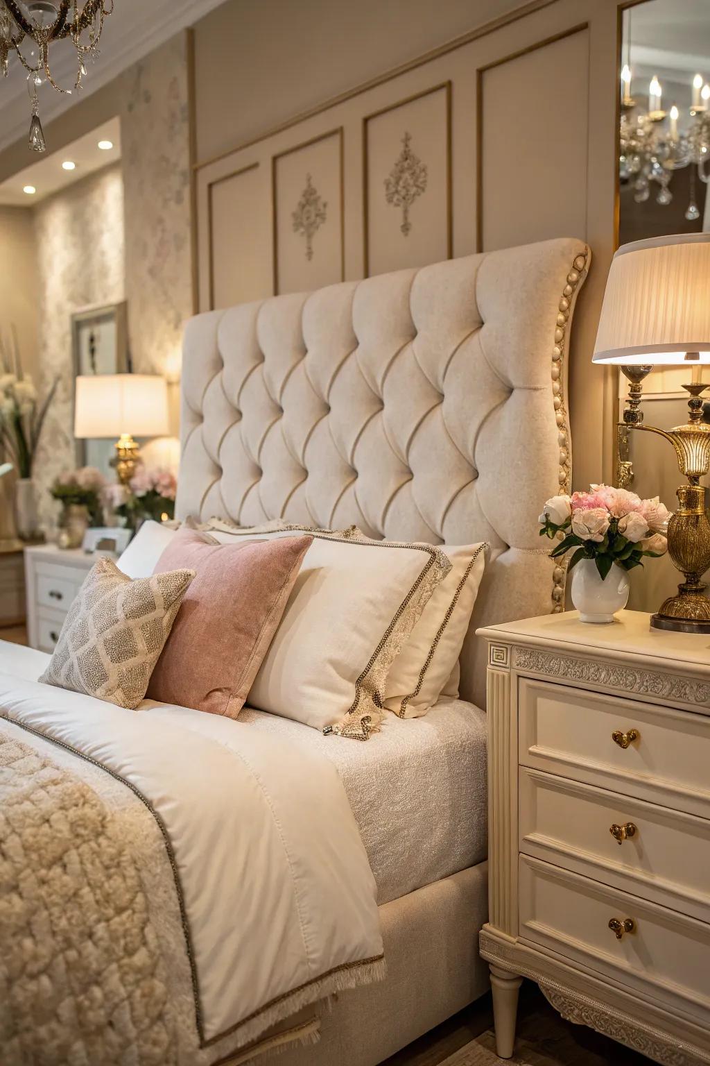 Indulge in the luxury of an upholstered headboard.