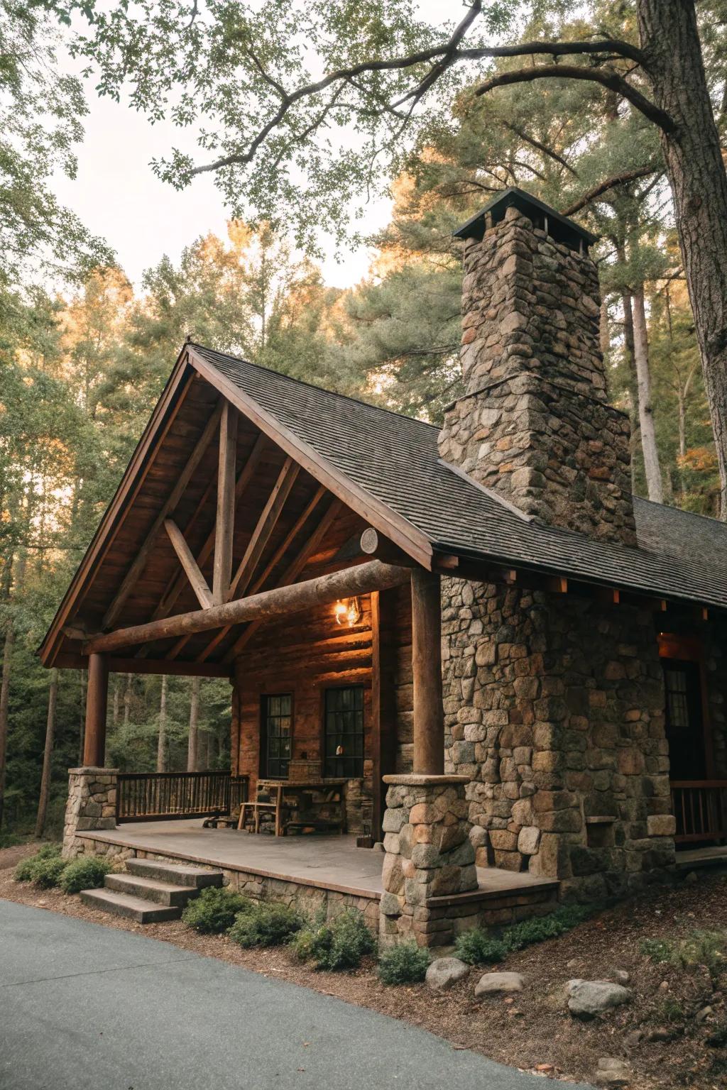 A cozy rustic cabin offering warmth and charm in the woods.