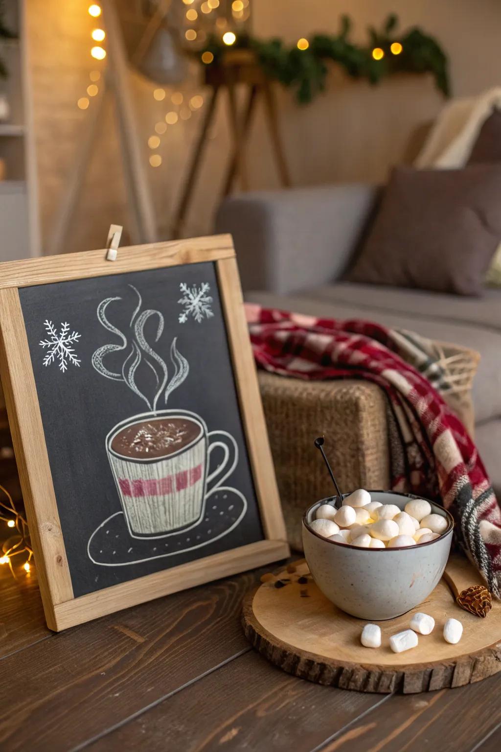 Warm up with a comforting chalkboard illustration.