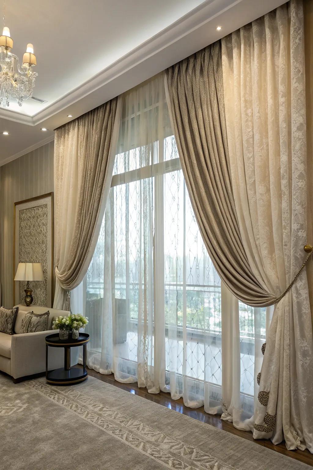 Layered curtains bring both flair and function.