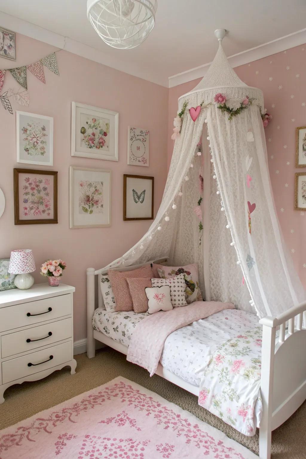 A soft pink oasis ideal for a calm and cozy environment.