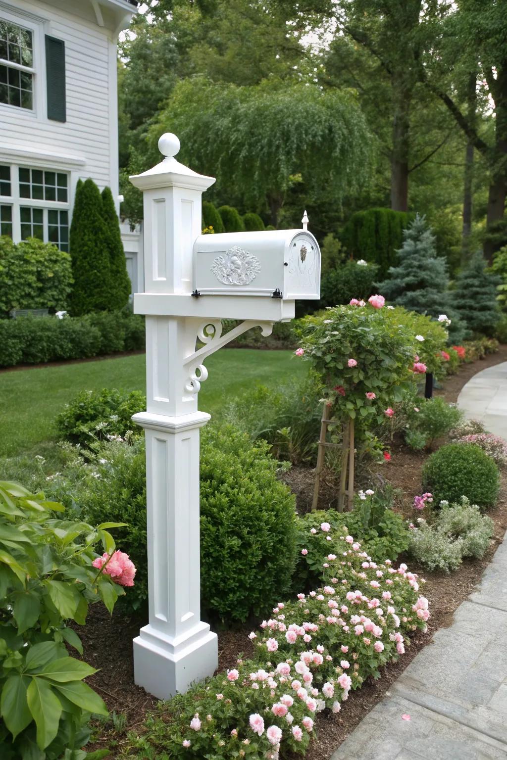 White mailbox posts offer a classic and versatile look.