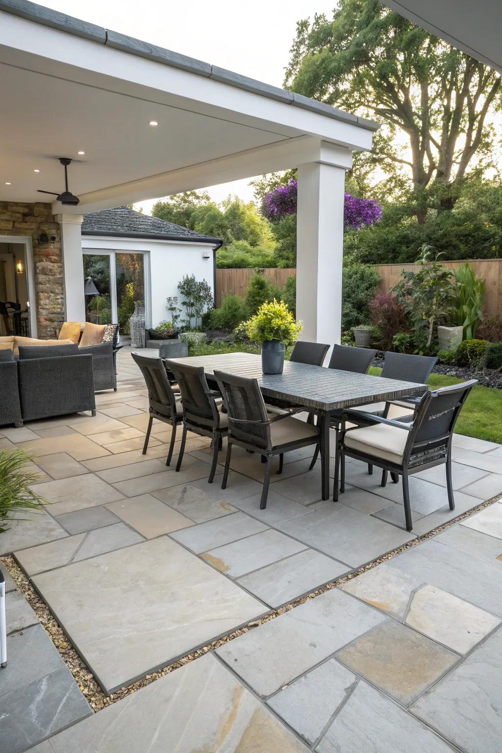 A sleek terrace lays the groundwork for countless outdoor pleasures.