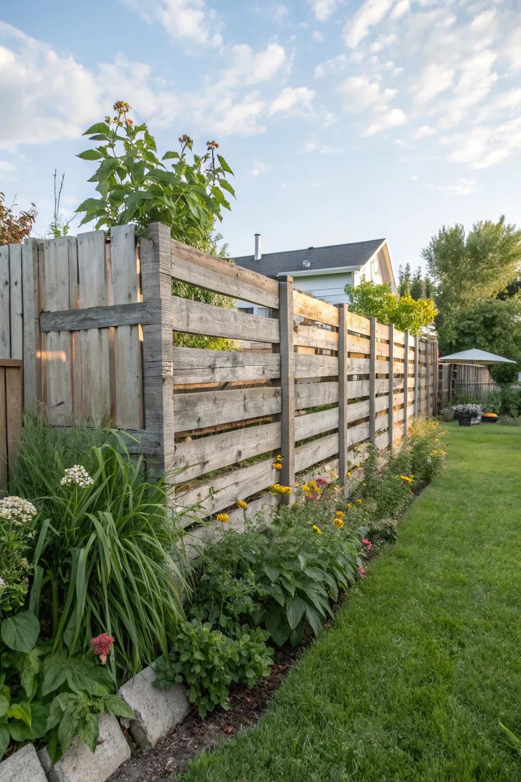 Unleash your creativity with an affordable DIY recycled lumber fence.