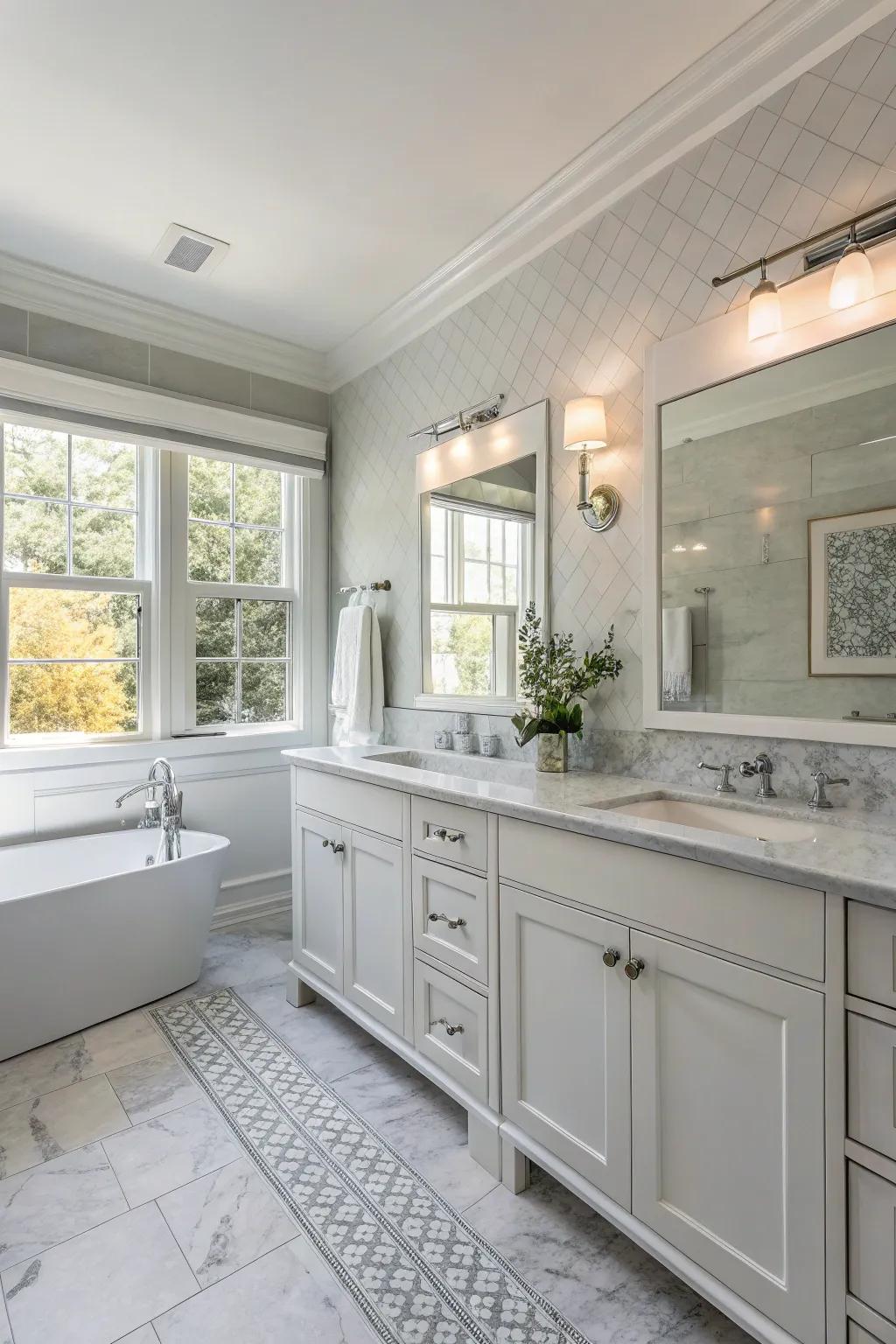 A modern bathroom where neutral colors create a serene atmosphere.