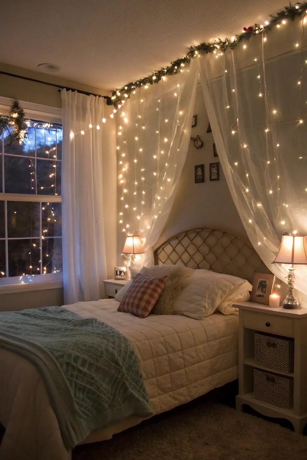 Whimsical string lights bring charm to your bedroom.