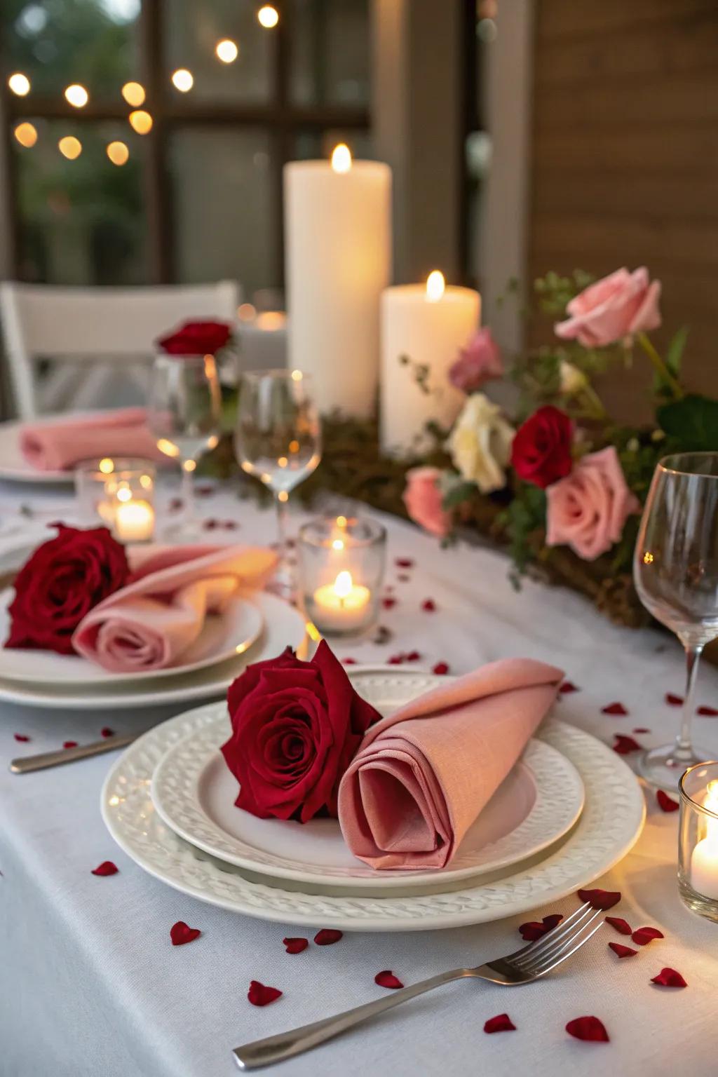 Rose Fold napkins add a touch of romance to any meal.