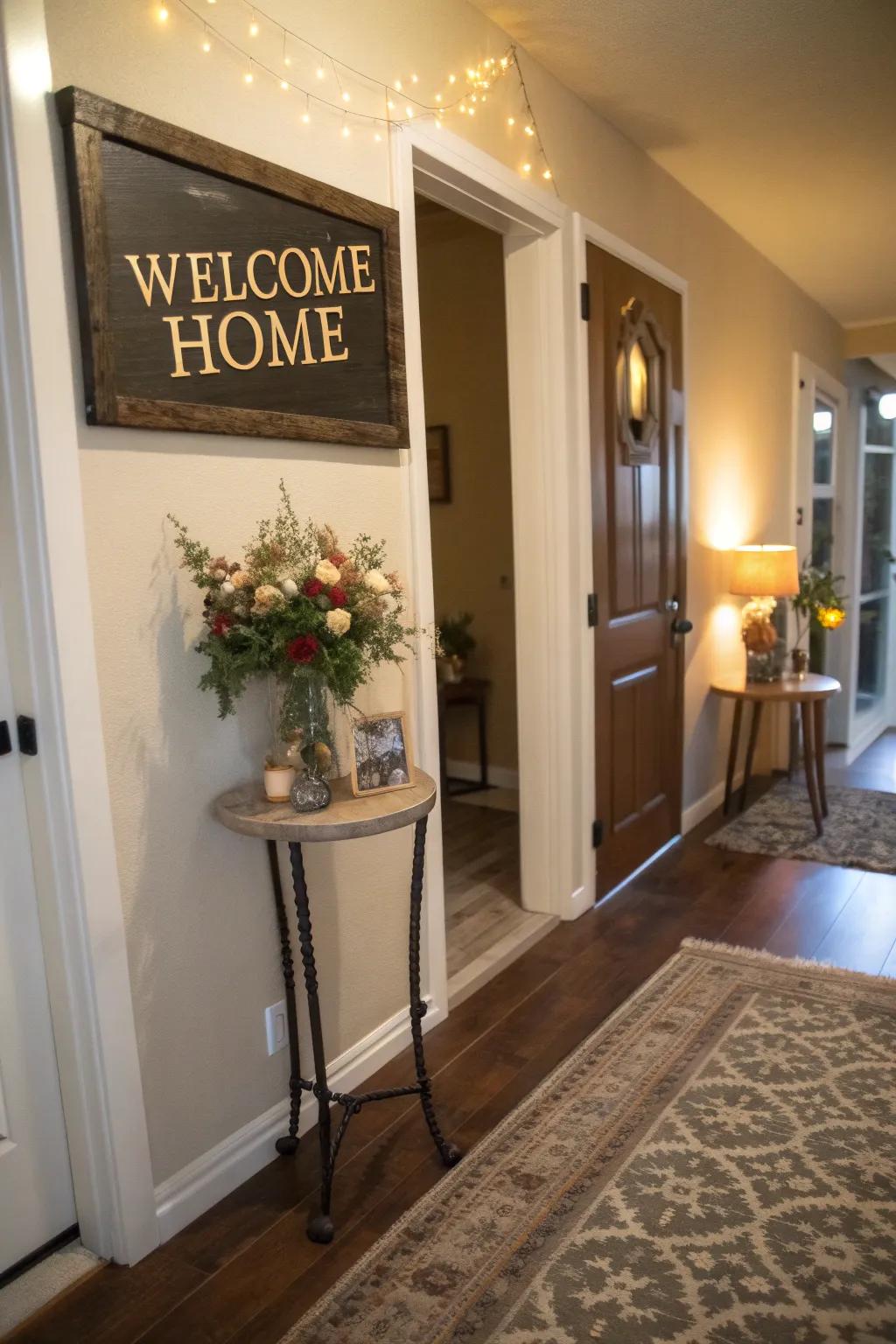 A personalized welcome sign can set the tone for your party right at the entryway.