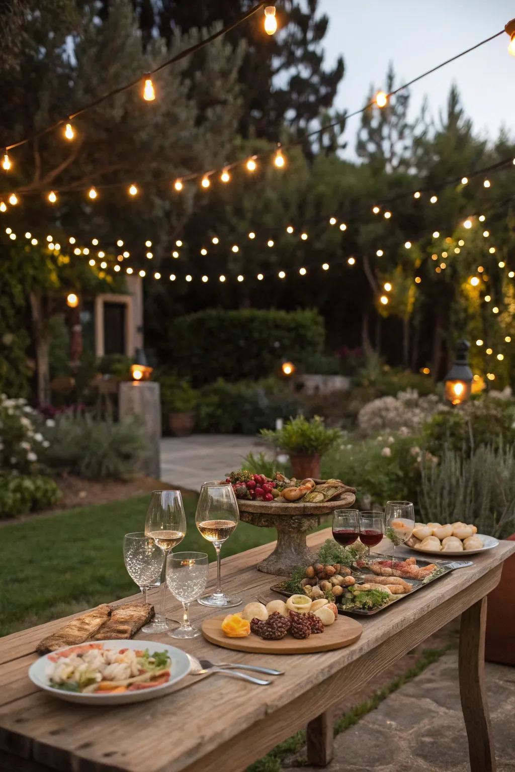 Organize a captivating garden soirée under the twinkling stars.