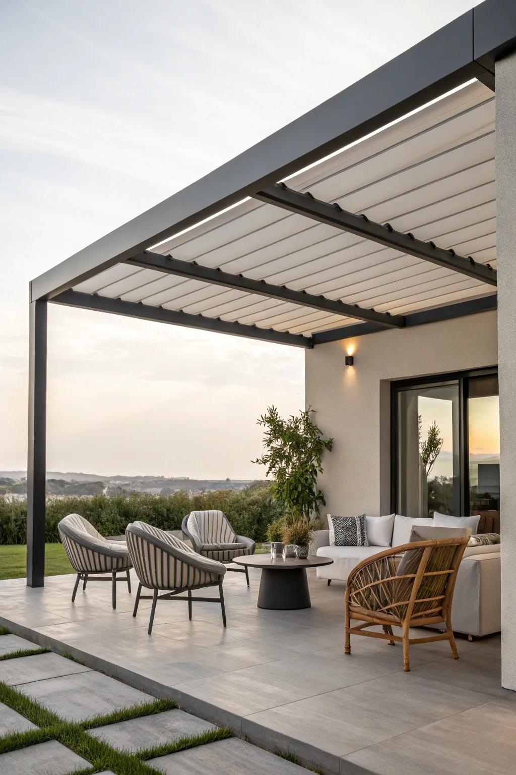 Modern designs offer sleek, seamless patio aesthetics.