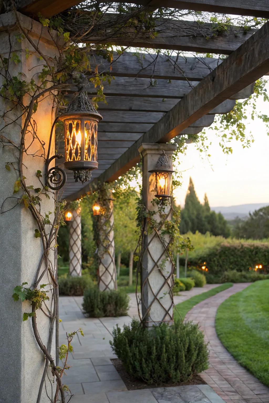 Candle sconces add romance and warmth.