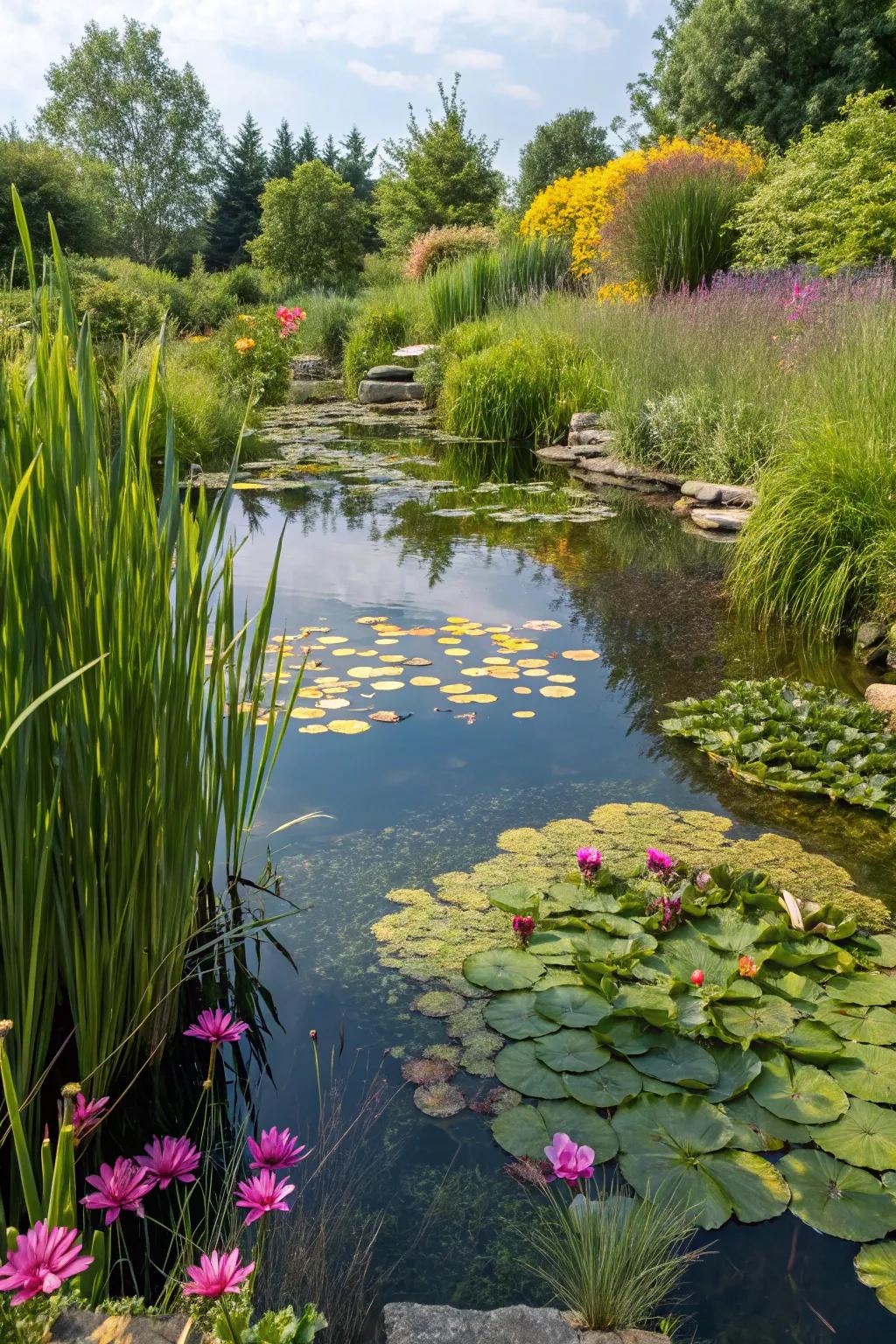 Aquatic plants bring life and vibrancy to your pond stream.