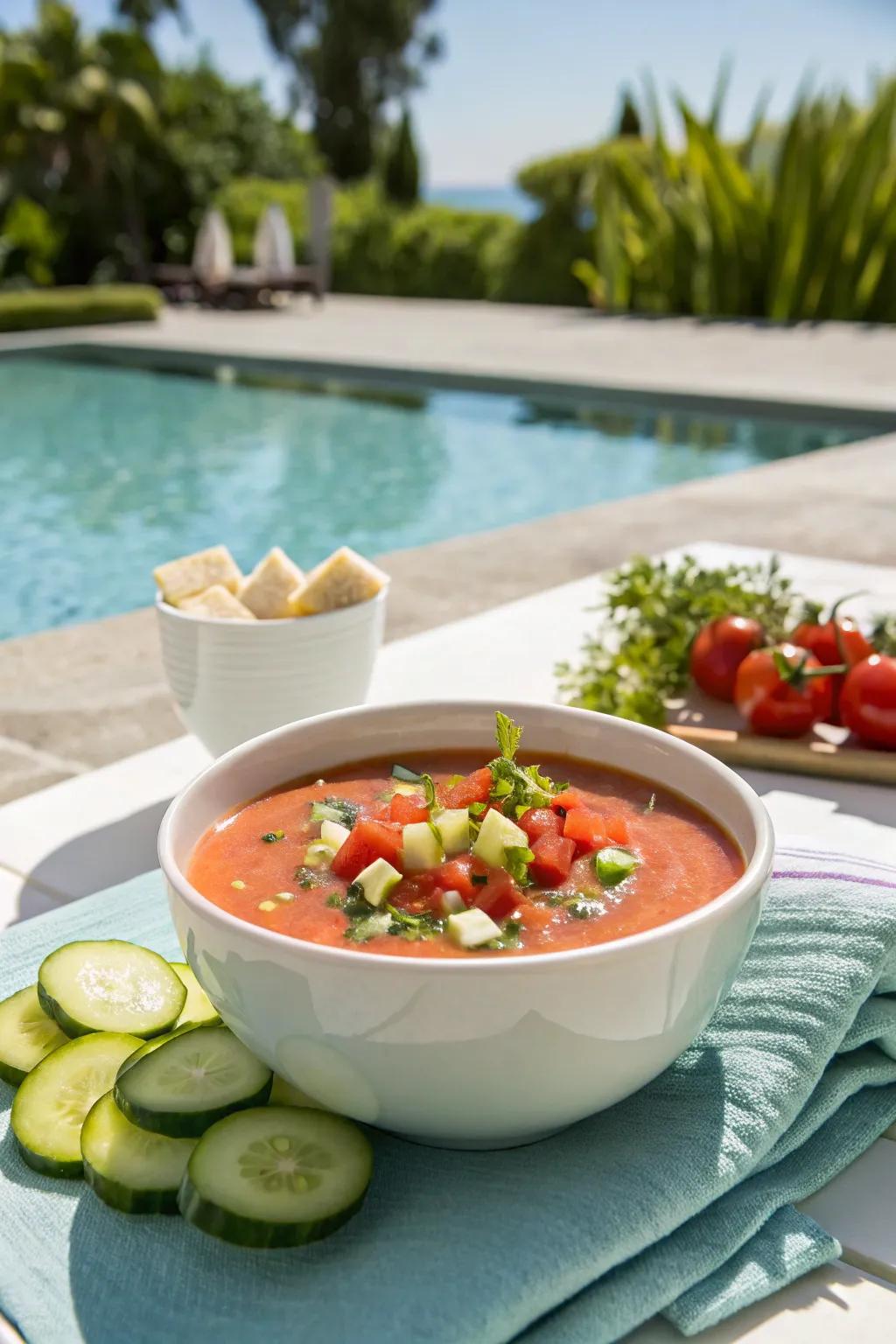 Cool off with a bowl of refreshing gazpacho.