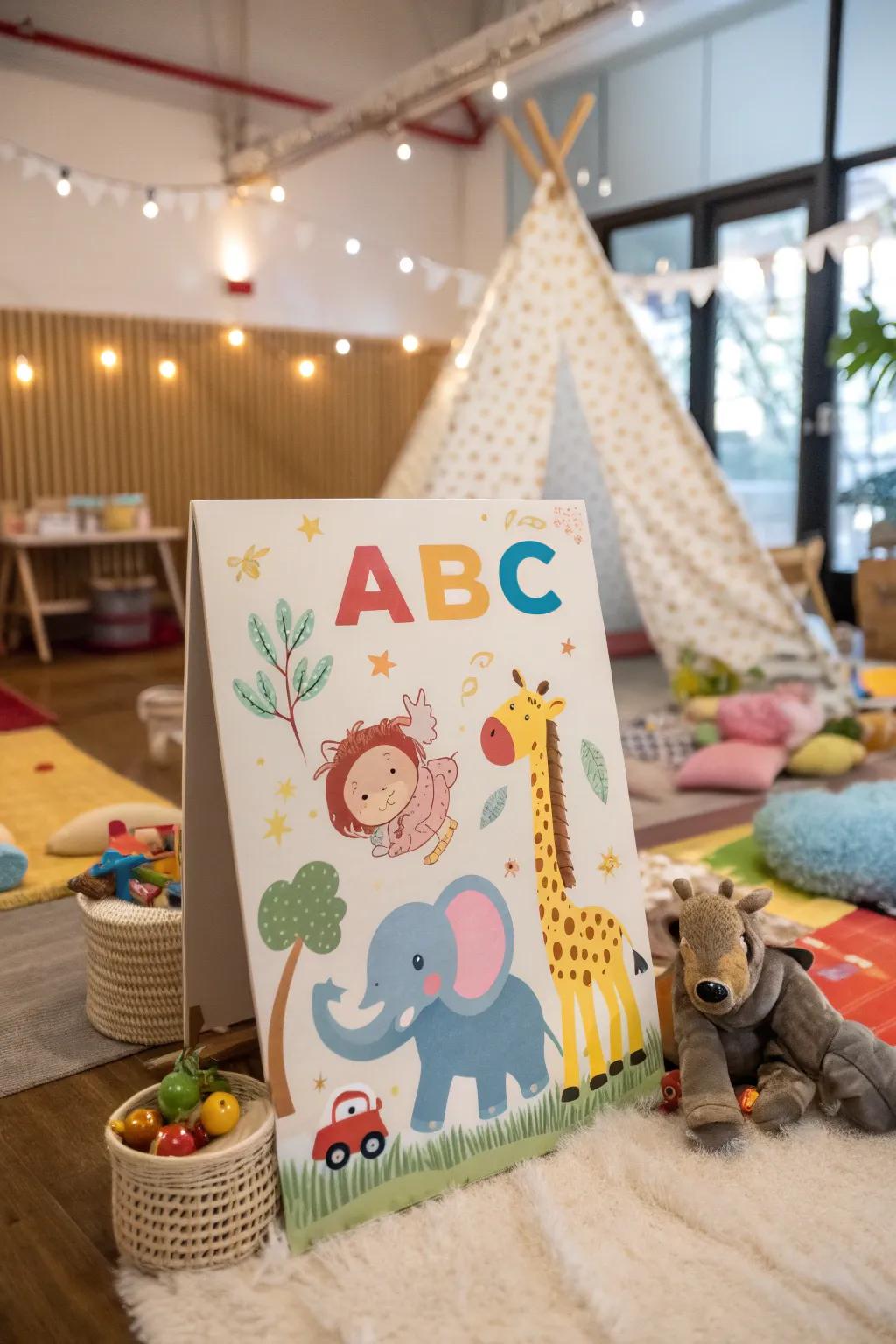 An educational ABC poster that makes learning letters fun.