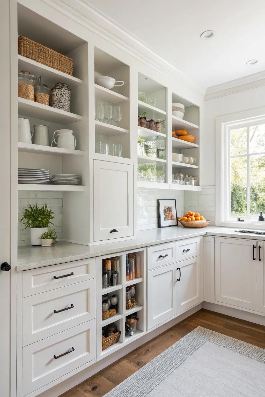 Smart storage solutions optimize space in a small kitchen.