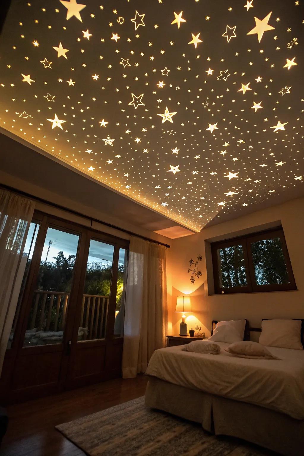 Starry ceilings offer a serene and magical ambiance.