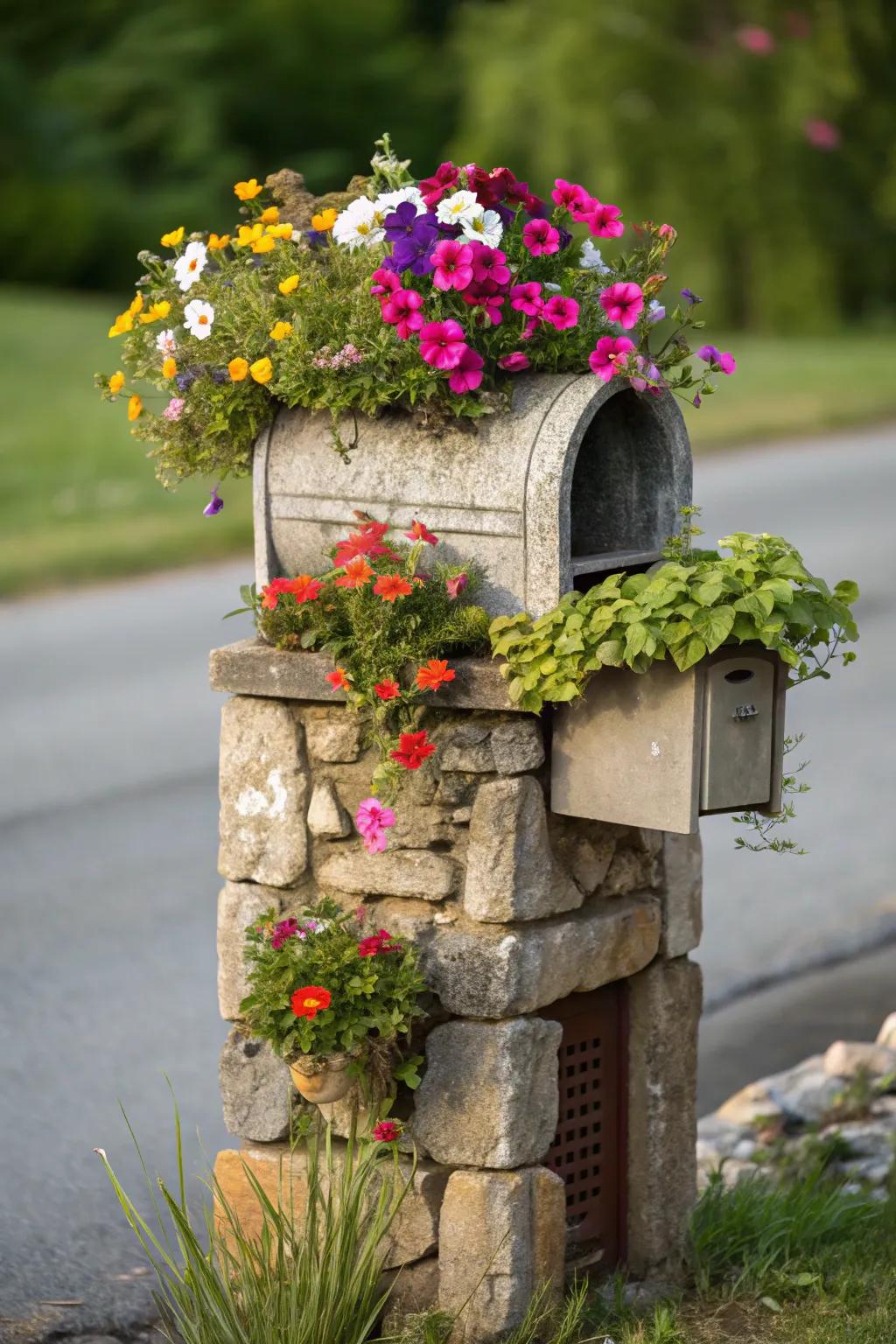 Enhance your mailbox with an integrated planter for a touch of nature.