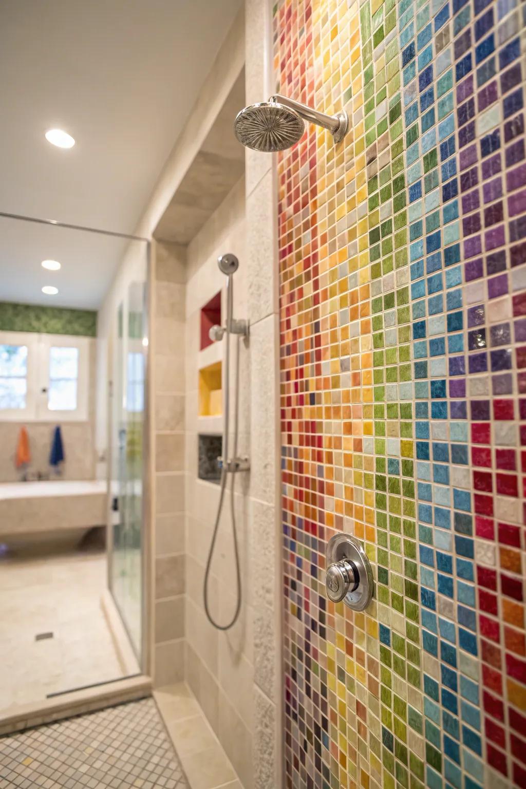 Expressive tile designs add a splash of color and creativity.