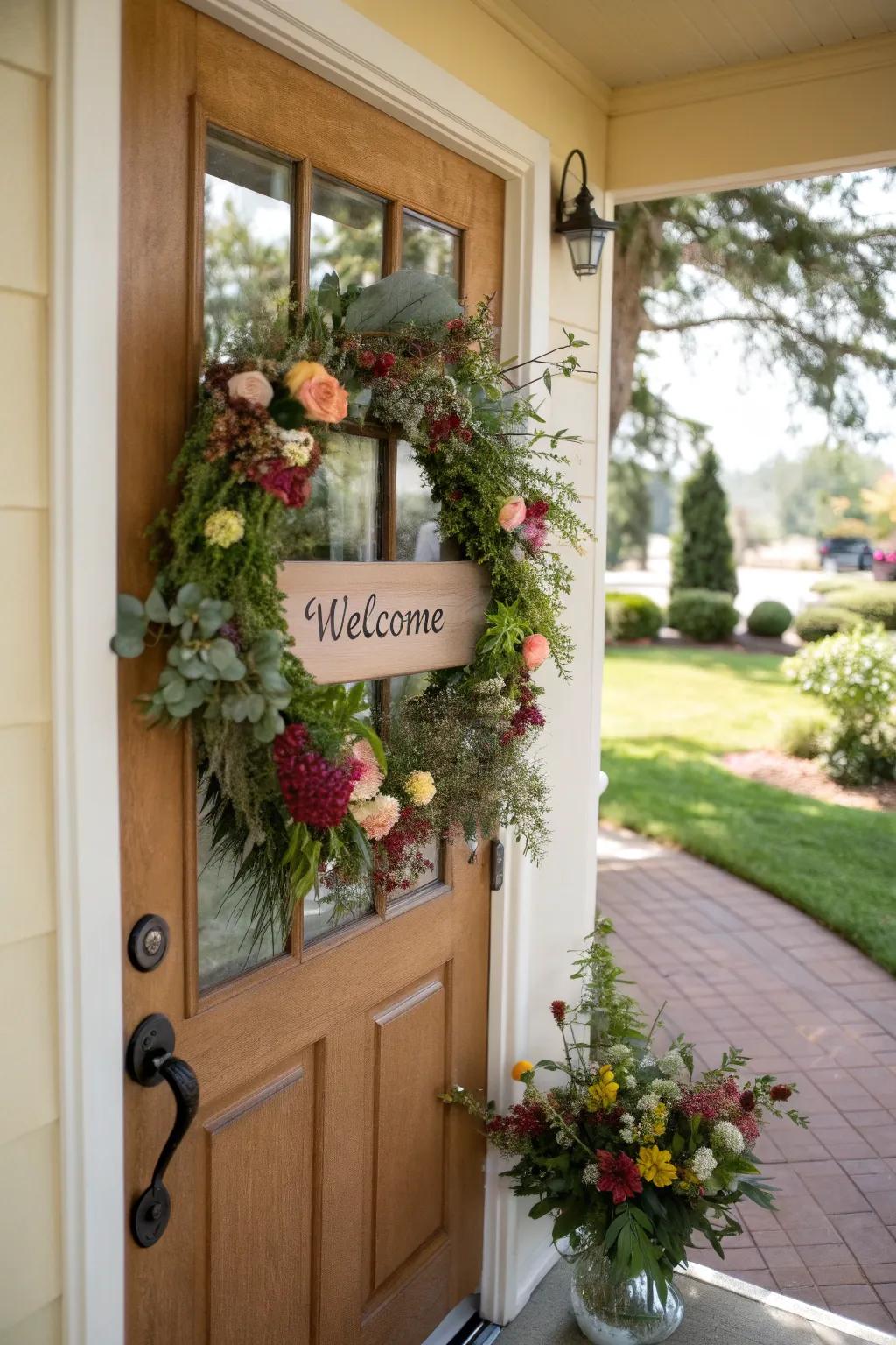 Greet guests with a stunning botanical garland.