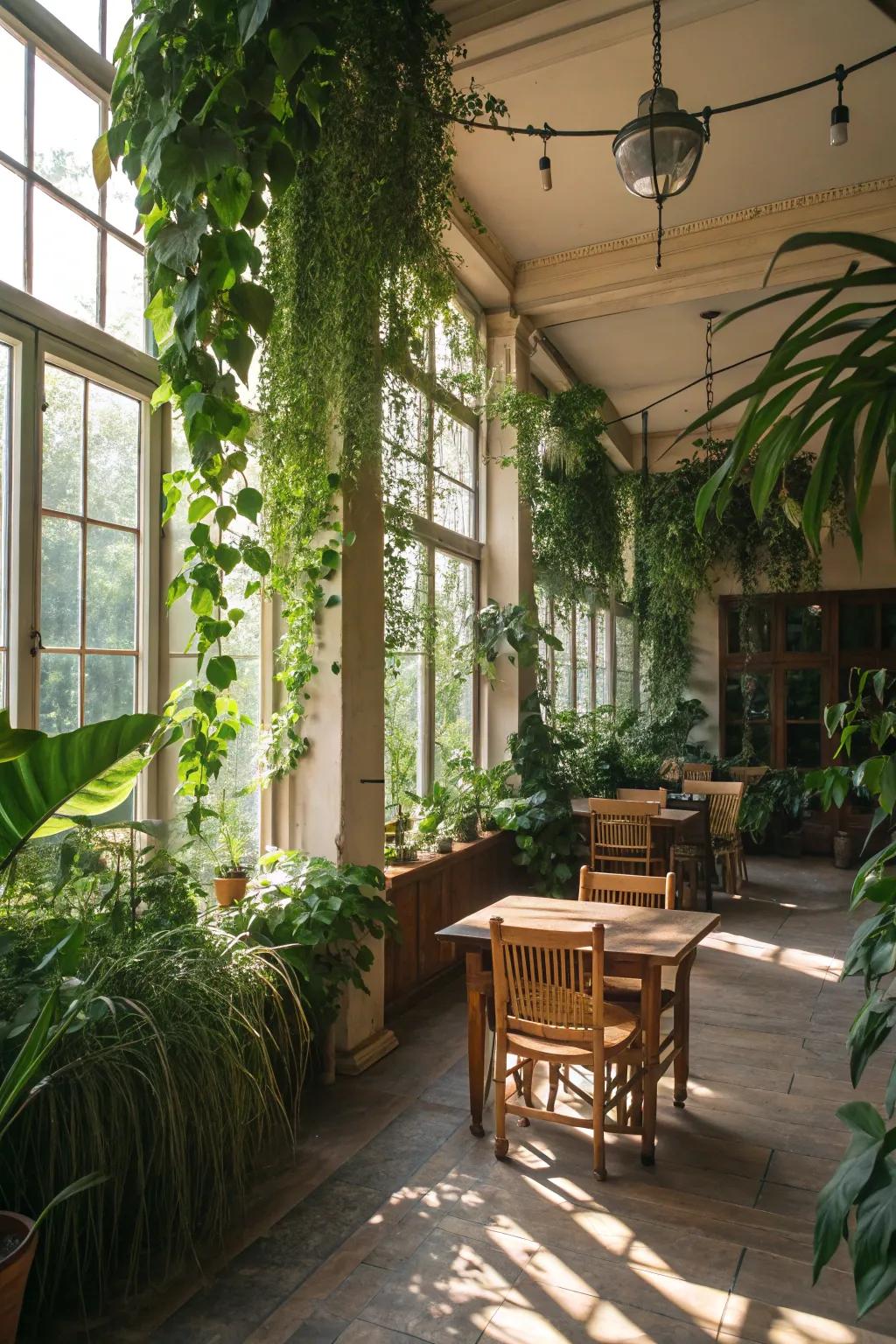 Nature's elements like flora and lumber bring a hint of the woodlands to your witch room.