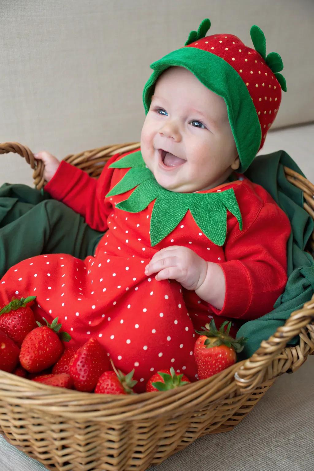 Berry sweet strawberry costume for Halloween.